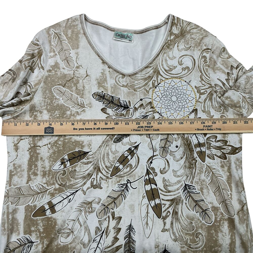 Cactus Bay T-Shirt Top XL Southwestern Native American Navajo Print Studded USA - Picture 11 of 12